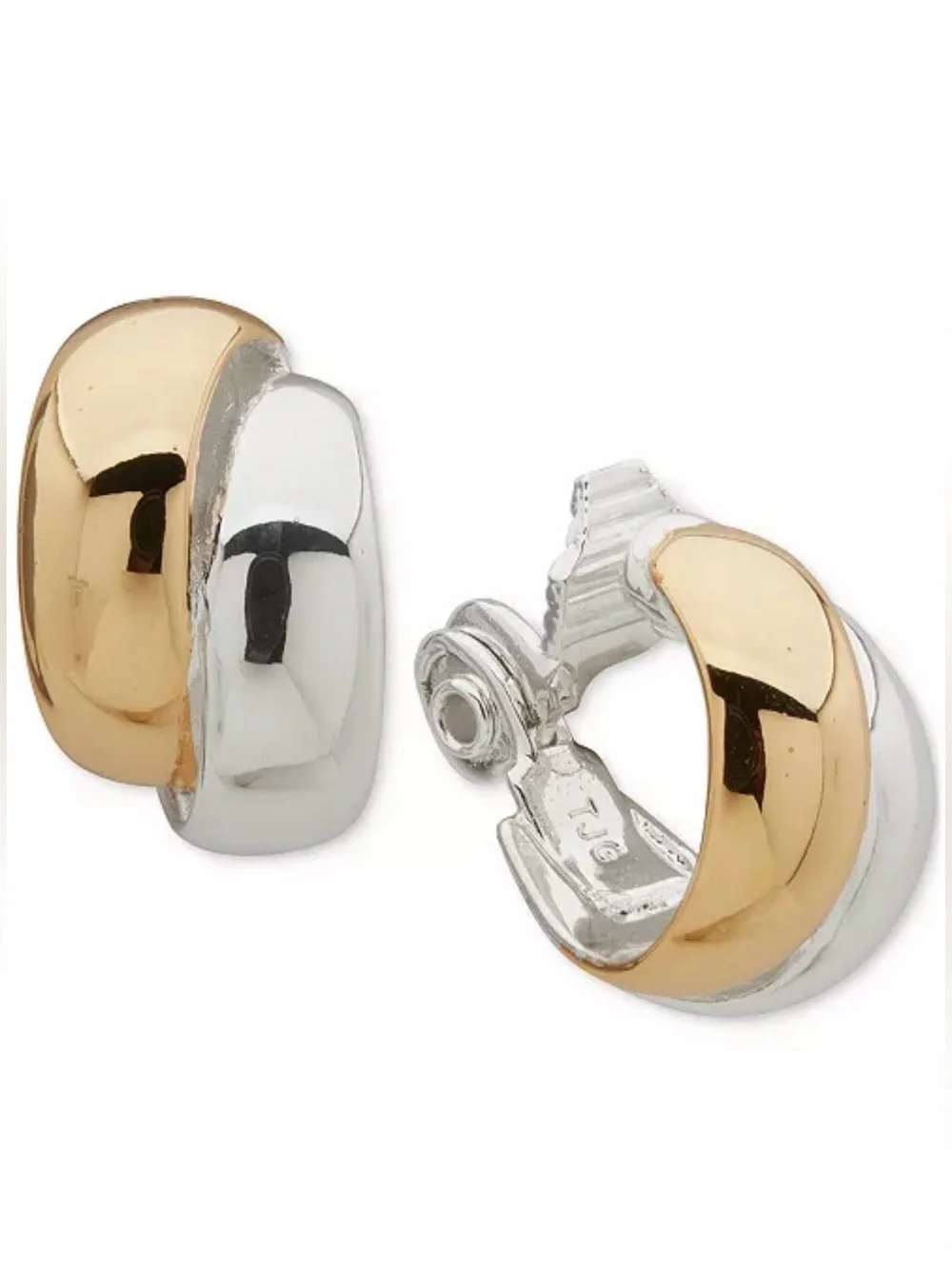Anne Klein Two-Tone Two-Row Button Clip Earrings